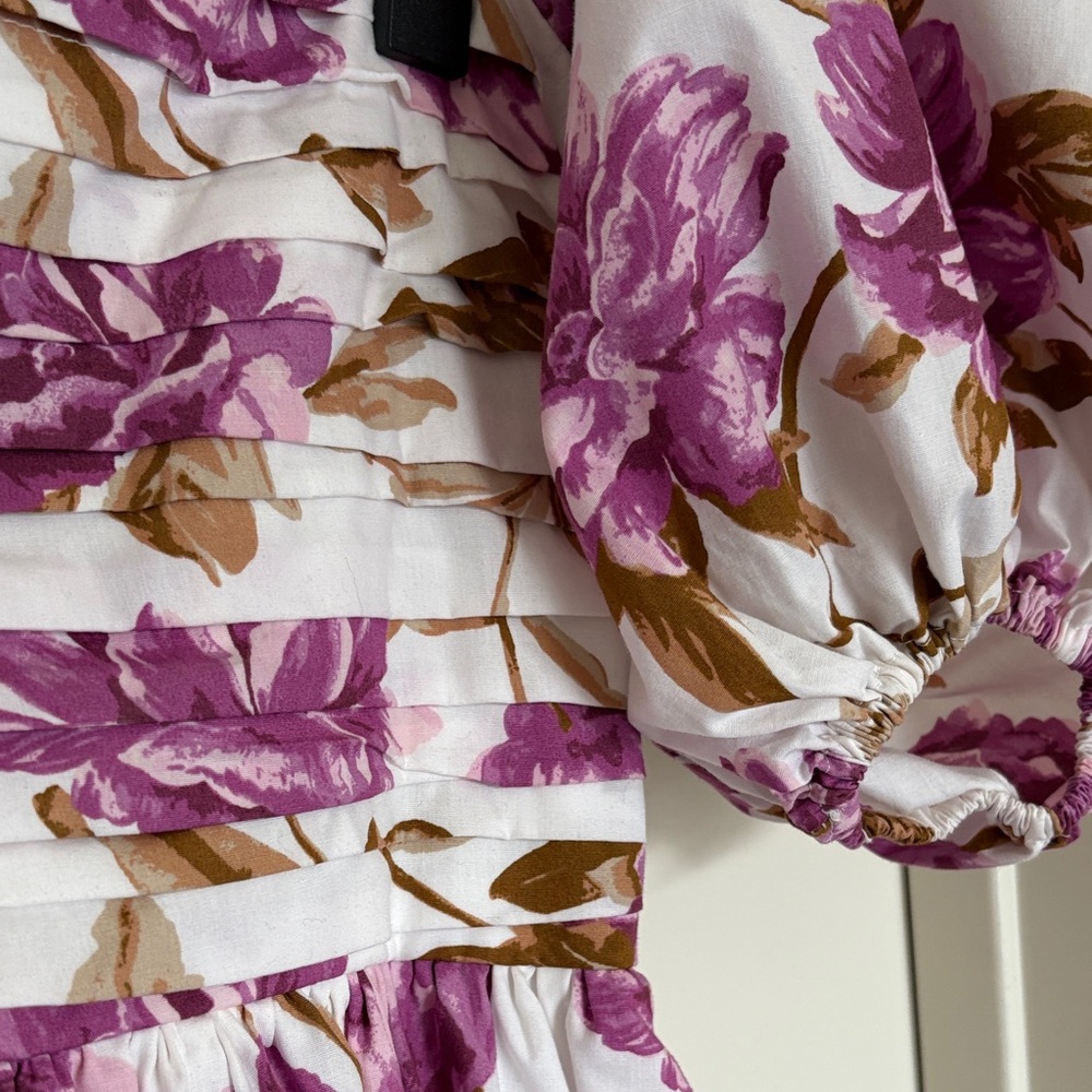 Abercrombie & Fitch Emerson Floral Puff Sleeve Midi Dress - Size XSP - Picture 3 of 10